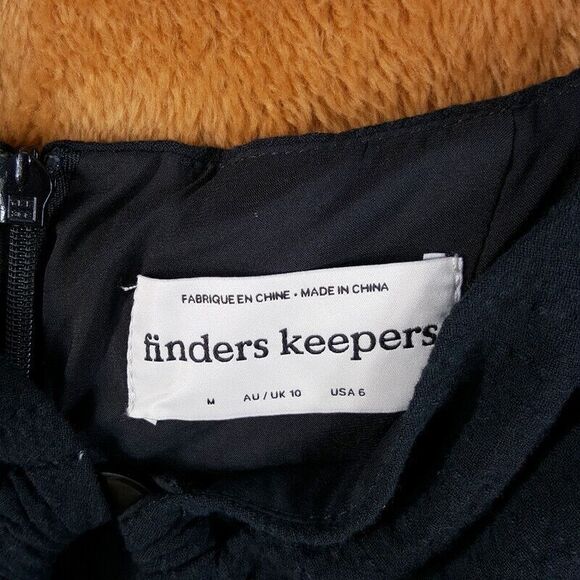 FINDERS KEEPERS Womens Dress Size 6 Black Bodycon Ruched Puff Sleeve Keyhole - Picture 3 of 9